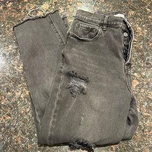 PacSun Black High Rise Straight Jeans with Holes